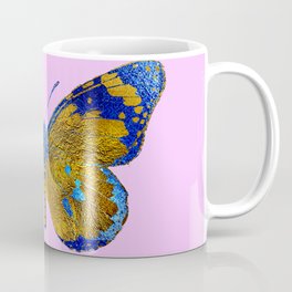 Gold And Blue Painted Butterfly Elegant Art Coffee Mug