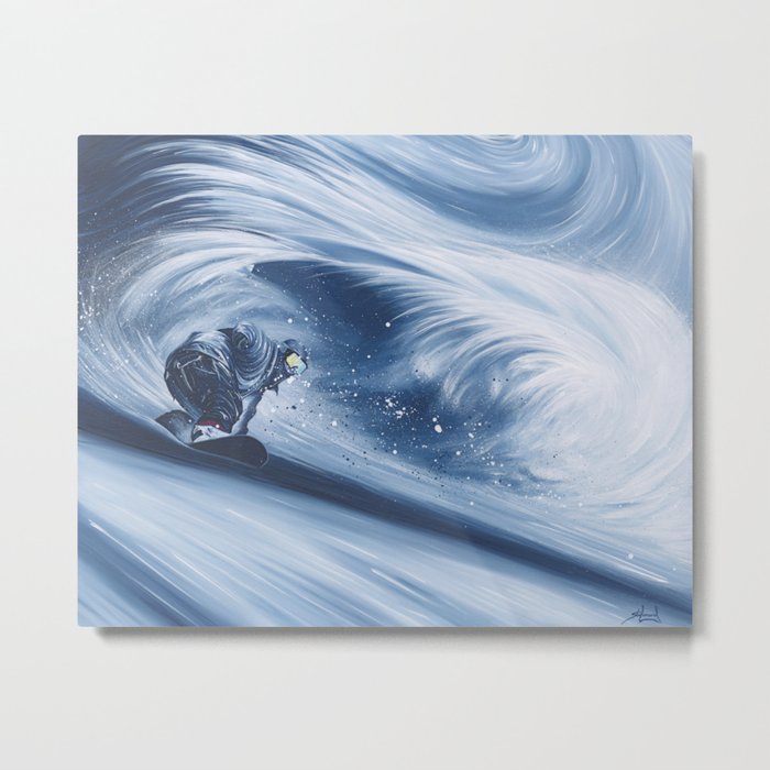 'Snowboarding Blue Blower' Metal Print