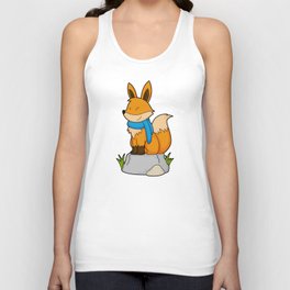 Fox with Scarf on Rock Tank Top
