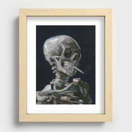 Skull Bones Skeleton Smoking Flower & Stardust Van Gogh Recessed Framed Print