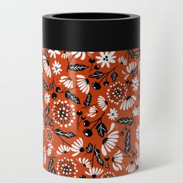Red Orange Daisy Can Cooler