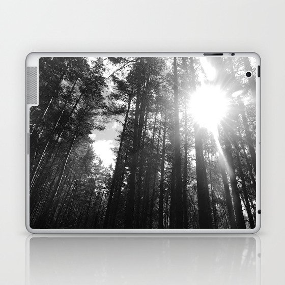Black and White Sun in a Pine Forest Laptop & iPad Skin