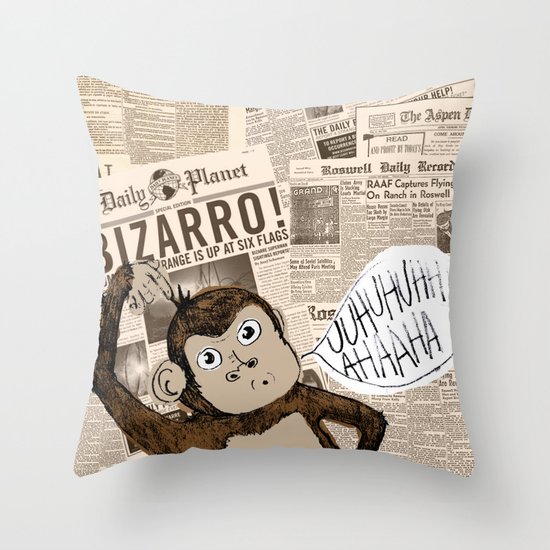 Bizarro Monkey Throw Pillow