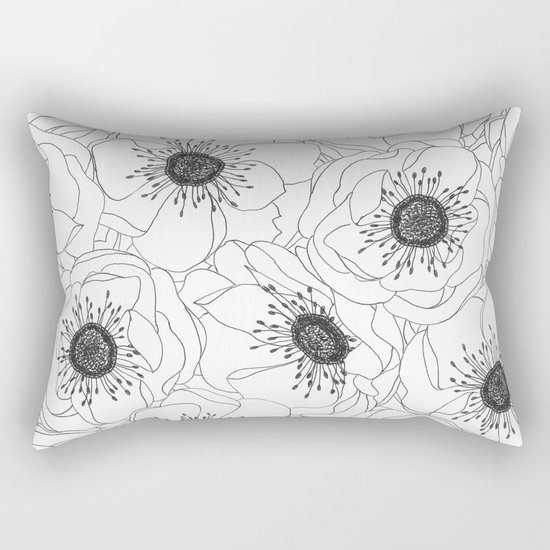White Anemones Rectangular Pillow