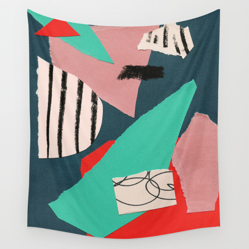 Abstract Paper Collage Wall Tapestry By Embroiderrred Society6