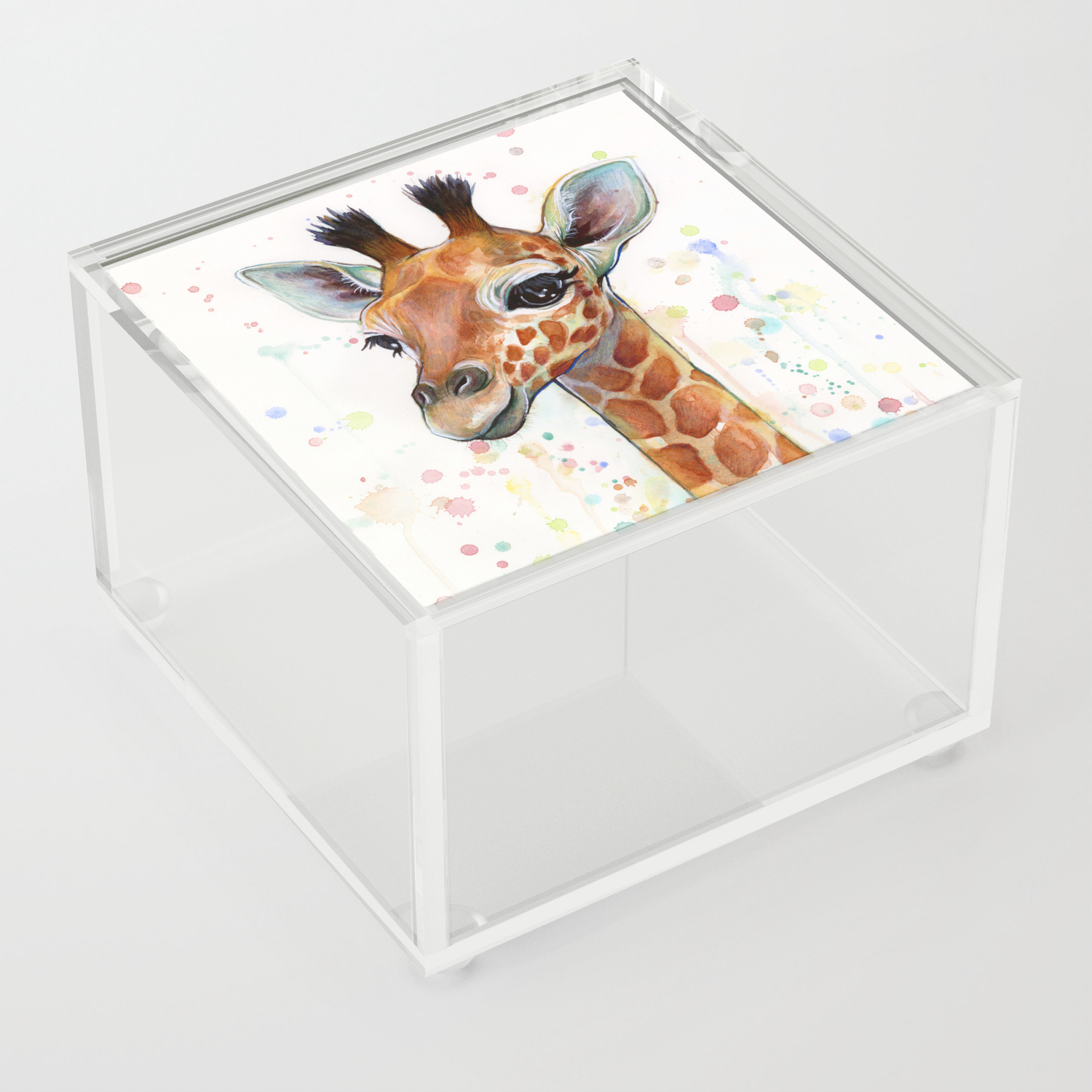 Giraffe Baby Watercolor Acrylic Box By Olechka Society6
