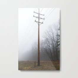 Telephone pole Metal Print | Forest, Foggy, Wires, Telephonepole, Fog, Forrest, Photo, Trees, Woods, Electricalpole 