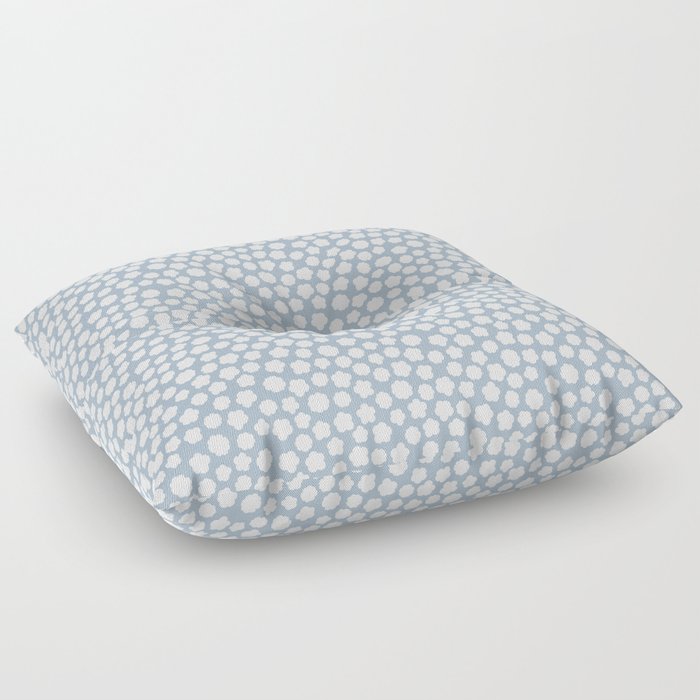 Small silhouette flowers white on pastel blue Floor Pillow