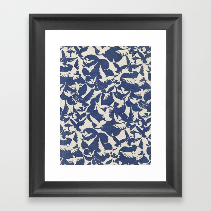 Pigeons In White and Blue (1928) Framed Art Print