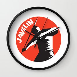 Javelin Throw Track and Field Athlete Circle Woodcut Wall Clock | Sports, Digital, Vector, Illustration 