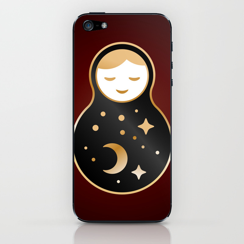 Russian Doll Matrioshka Babushka Smiling Kawaii Cute Face Stars Moon Constellation Night Sky Iphone Skin By Ekaterinap Society6