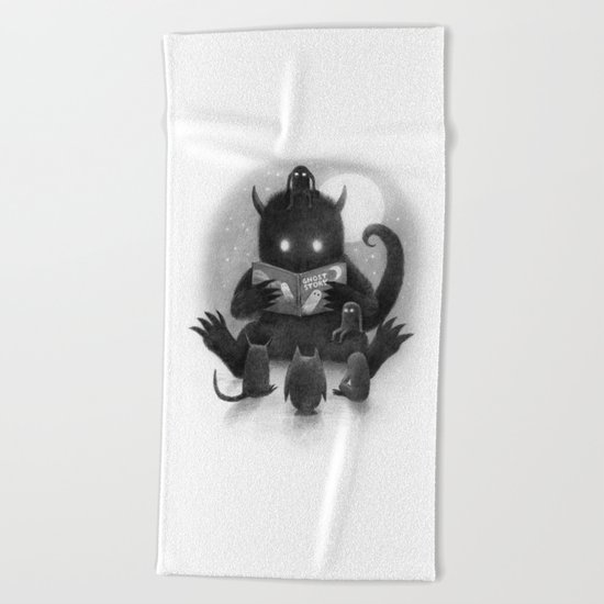 Story Time (black and white option) Beach Towel