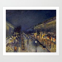 Camille Pissarro Boulevard Montmartre at Night Art Print