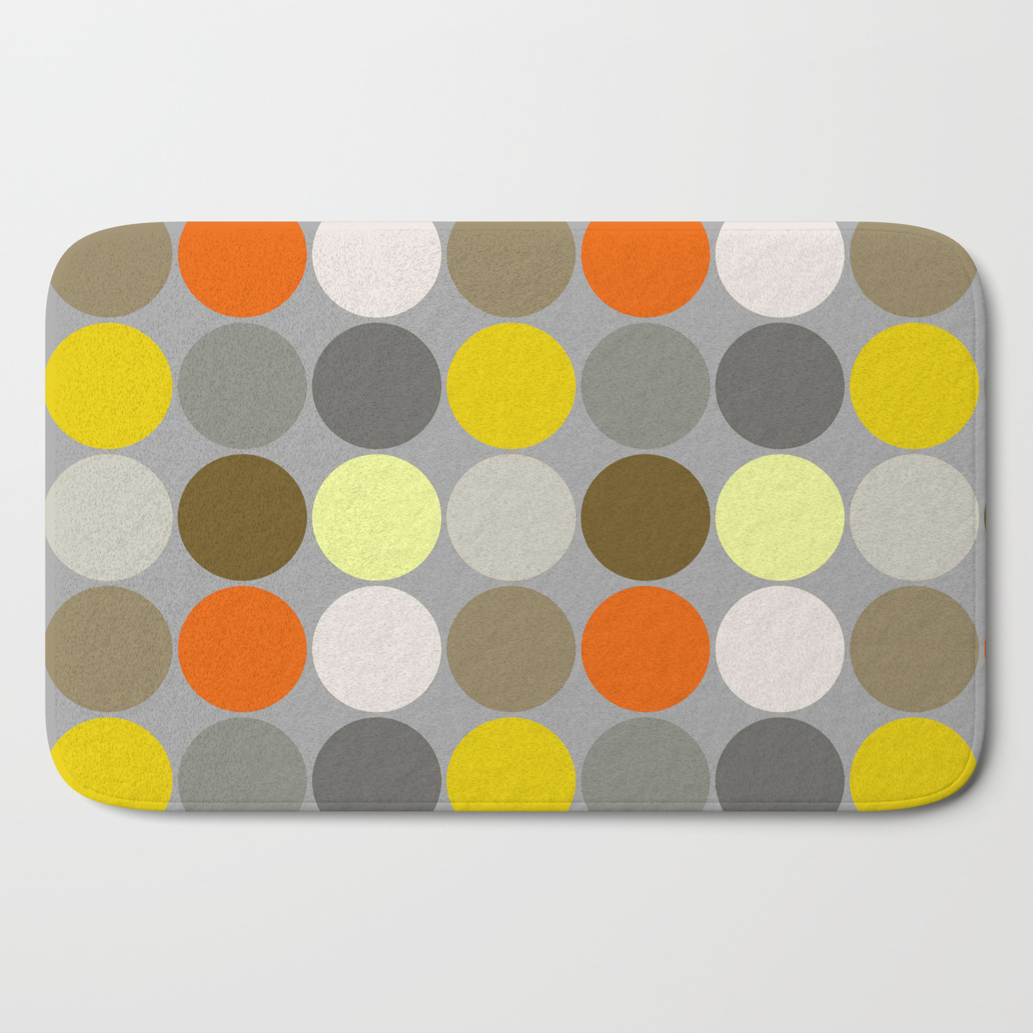 Mid Century Giant Dots Gray Gold And Orange Bath Mat By
