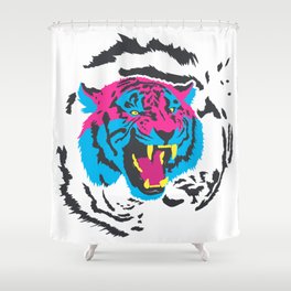 Pink and Blue Tiger Shower Curtain