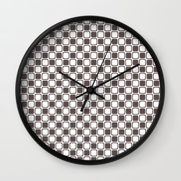 Dark Brown and White Abstract Square Pattern Pairs DE 2022 Popular Color Nomad DET697 Wall Clock
