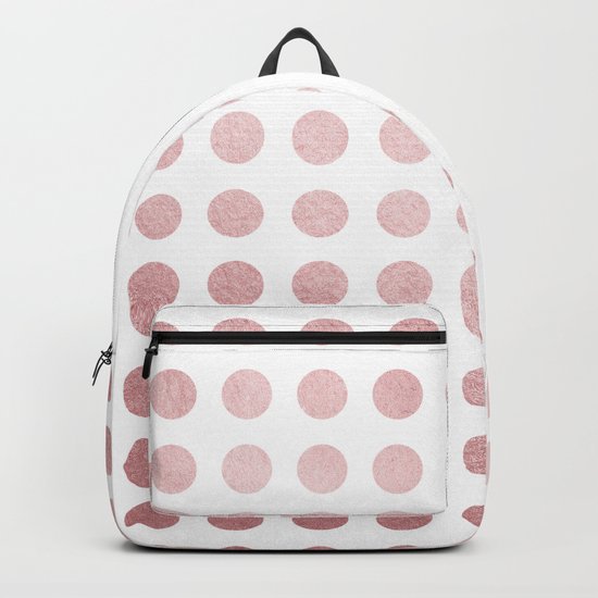 Simply Polka Dots in Rose Gold Sunset and White Backpack