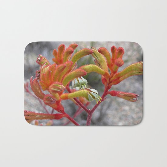 Orange Kangaroo Paw Flowers Bath Mat