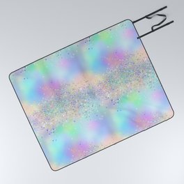 Pretty Holographic Glitter Rainbow Picnic Blanket