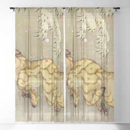 Hokusai, Tiger in the snow Sheer Curtain