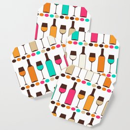 bottles of wine Retro color Coaster