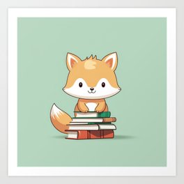 Fox book lover Art Print