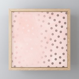 Rose Gold Pastel Pink Polka Dots Framed Mini Art Print