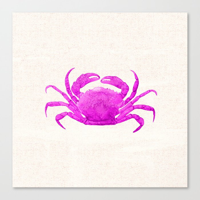 Nautical Pink Crab Linen Canvas Print