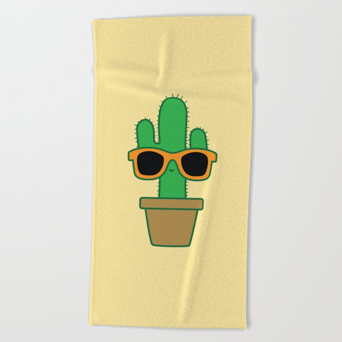 Cactus Wearing Orange Sunglasses Beach Towel