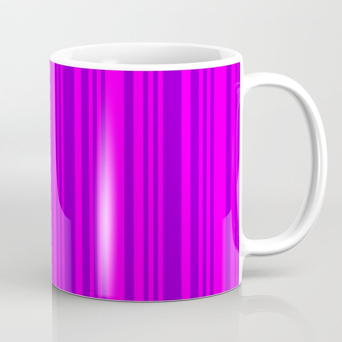 Fuchsia & Dark Violet Colored Lined Pattern Coffee Mug