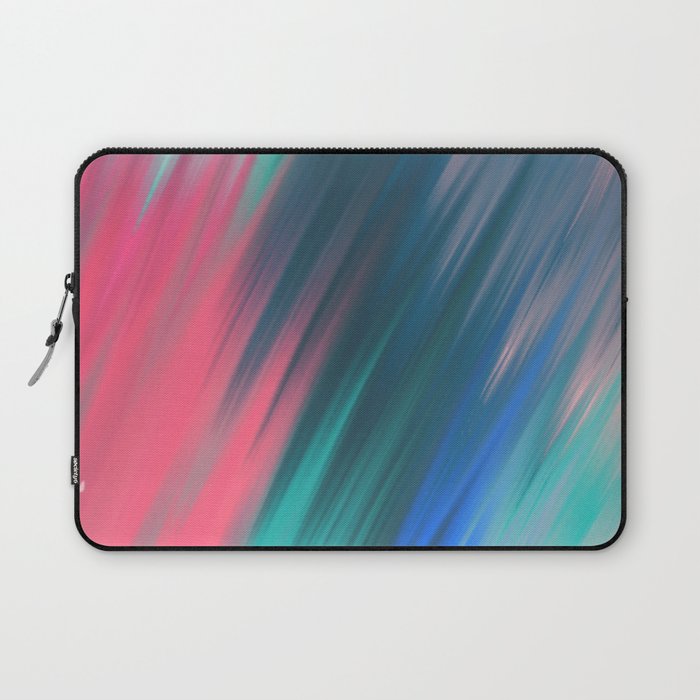 Abstract Artsy Teal Pink Blue Hand Painted Brushstrokes Laptop Sleeve