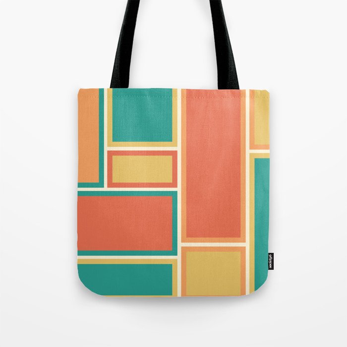 Modular Midcentury Modern Geometric Pattern in Retro Pop Colors Tote Bag
