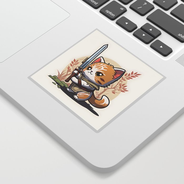 Samurai Kitten Ready for battle Sticker