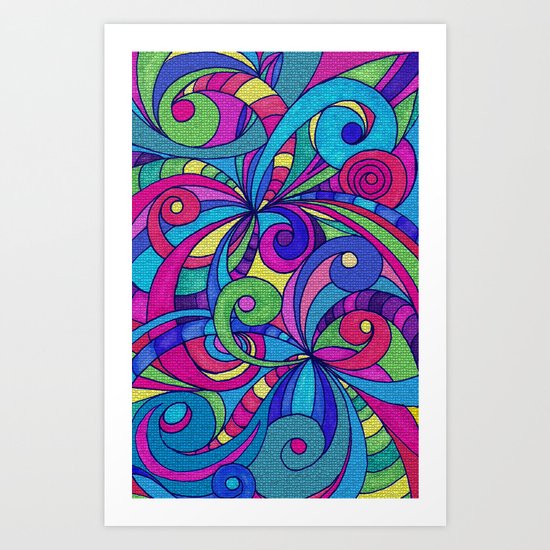 Drawing Floral Doodle G1 Art Print
