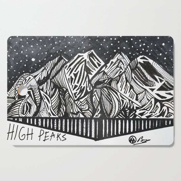 "High Peaks" Hand-Drawn Adirondacks by Dark Mountain Arts Cutting Board
