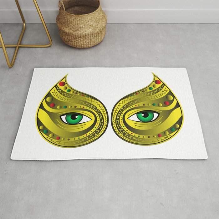 Gold Mask Green Eyes Rug