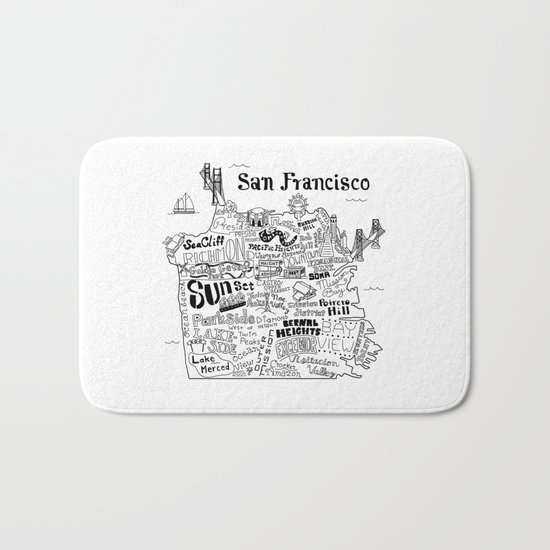 San Francisco Map Illustration Bath Mat
