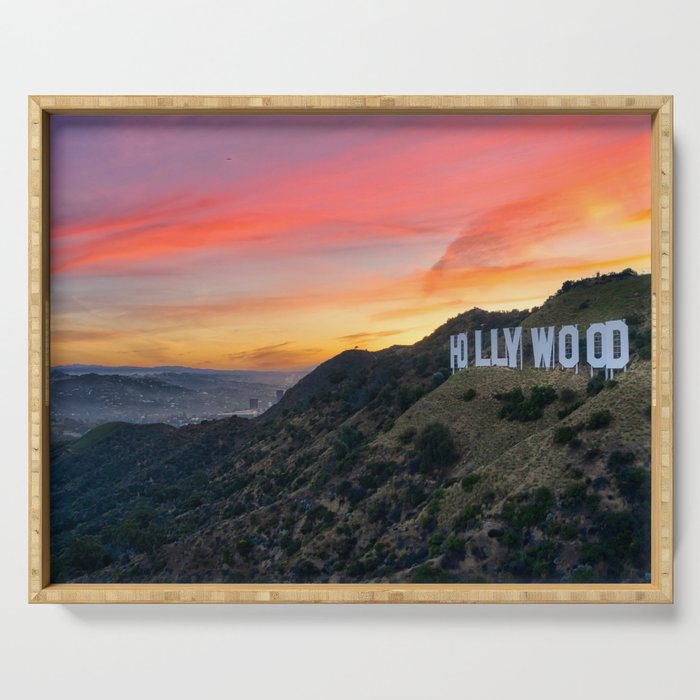 Hollywood Hills, California, Sunset Hollywood Sign Serving Tray