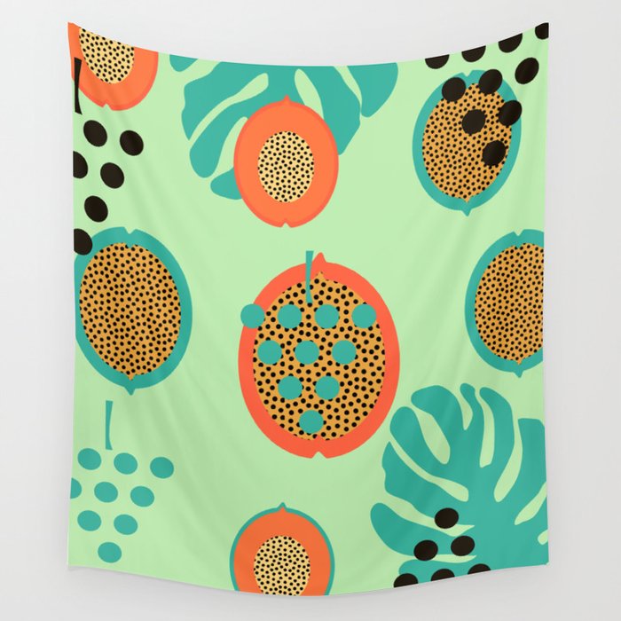 Grapes and tropical fruits Wall Tapestry