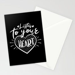 Listen To Your Heart Inspirational Quote Typography Stationery Card