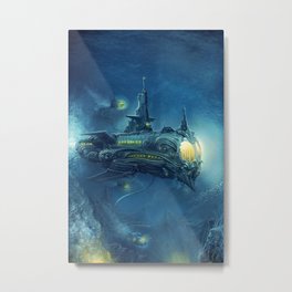 Steampunk Submarine Metal Print | Nautilus, Digital, Steampunk, Painting, Submersible 