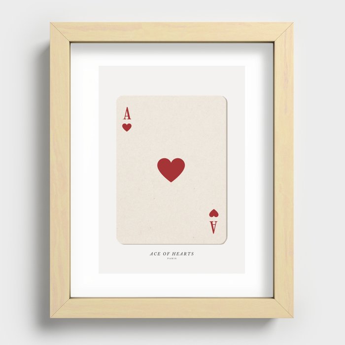 Ace of Hearts Playing Card Art Print Trendy Recessed Framed Print