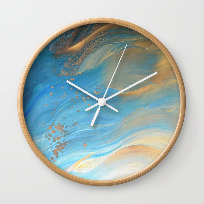 Fairy Wings Acrylic Pour Painting Wall Clock By Bethanyjoydesign
