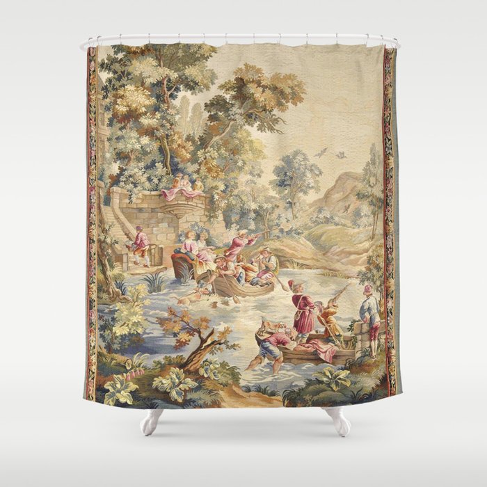 Antique Aubusson Louis XV French Tapestry Shower Curtain