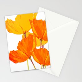 Orange and Yellow Poppies On A White Background #decor #society6 #buyart Stationery Card