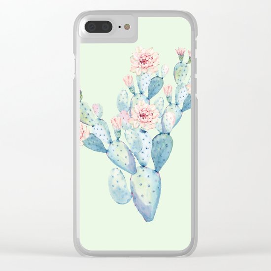 Rose Desert Cactus Mint Green + Pink by Nature Magick Clear iPhone Case