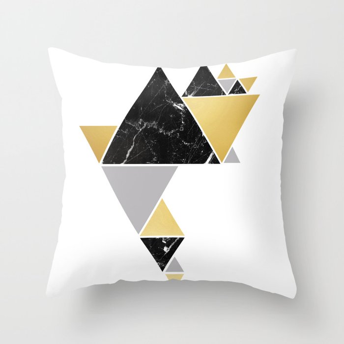 Black Triangle Party Throw Pillow