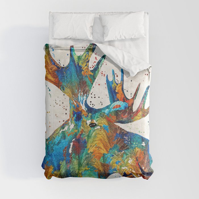 Colorful Moose Art - Confetti - By Sharon Cummings Comforter