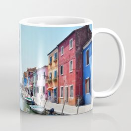 allegro Burano Coffee Mug | Photo, Sunny, Houses, Vibe, Happiness, Burano, Colorful, River, Romantic, Peace 