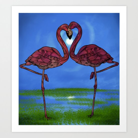 Flamingos Art Print